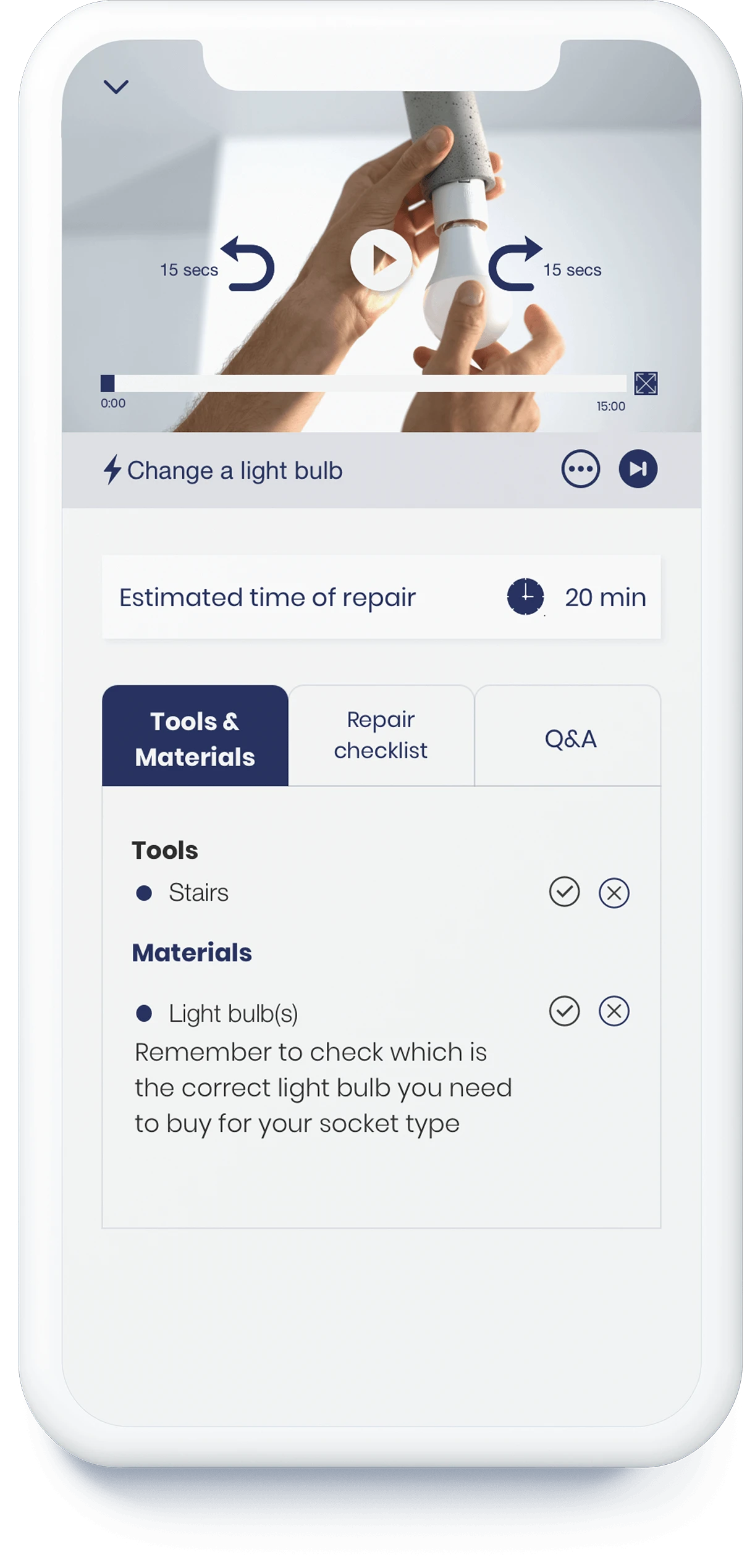 Mockup Repair shopiing list